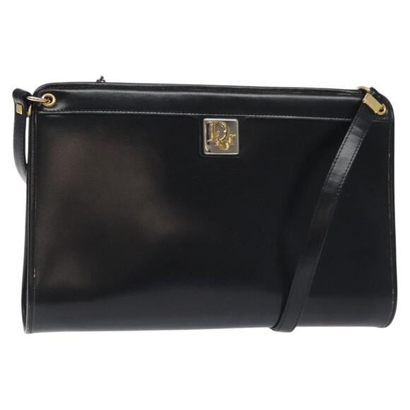 DIOR Shoulder Bag Leather Black Gold - Picture 1 of 12
